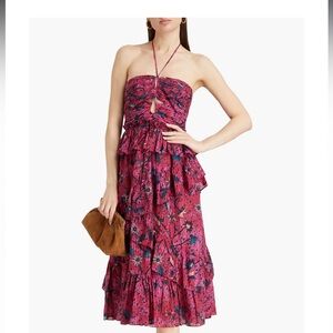 ULLA JOHNSON
Simona ruffled printed cotton-blend halterneck midi dress